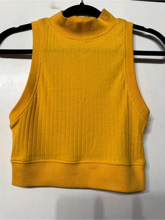 Forever 21 Tops - Forever 21 Yellow Ribbed Mock-Neck Crop Top